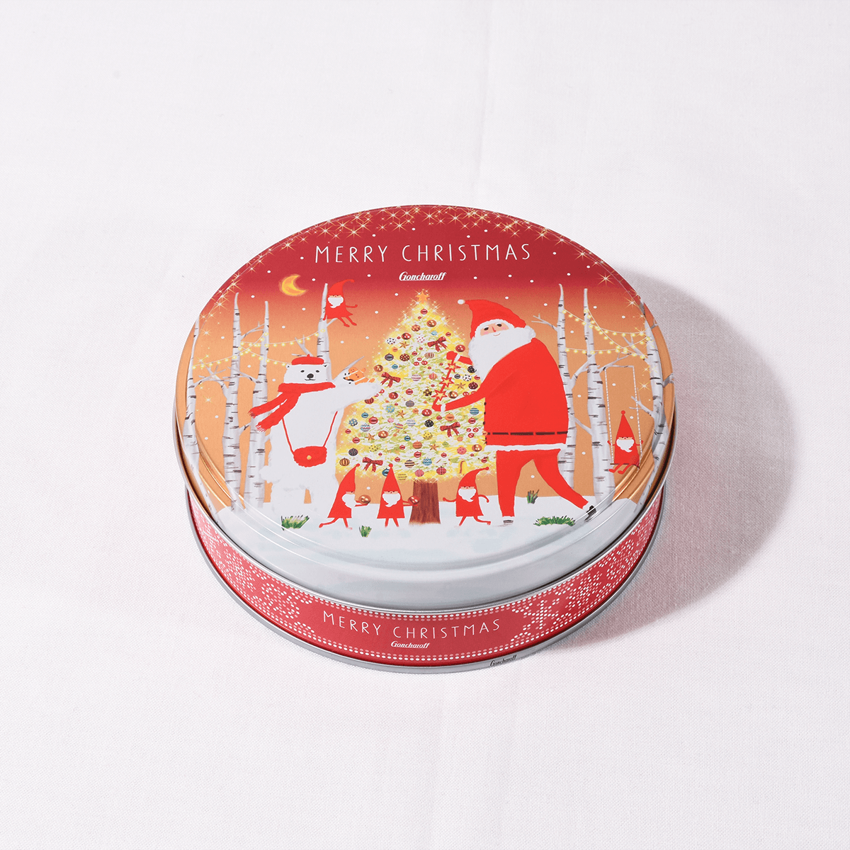 クリスマスプレーンチョコレート[ゴンチャロフ製菓] - 缶パッケージの